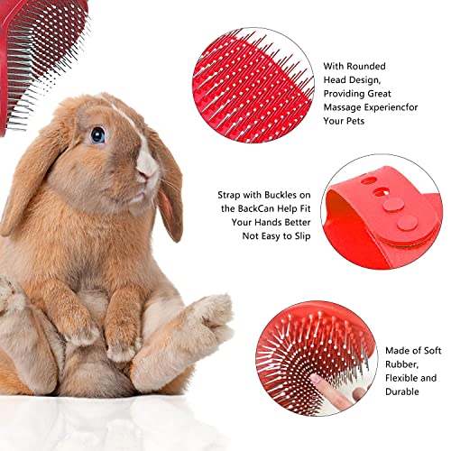 7-Piece Small Pet Grooming Kit: Brush, Nail Clippers, Hair Remover, Shampoo Brush with Hand Strap for Rabbits, Hamsters, Bunnies - color: Pink
