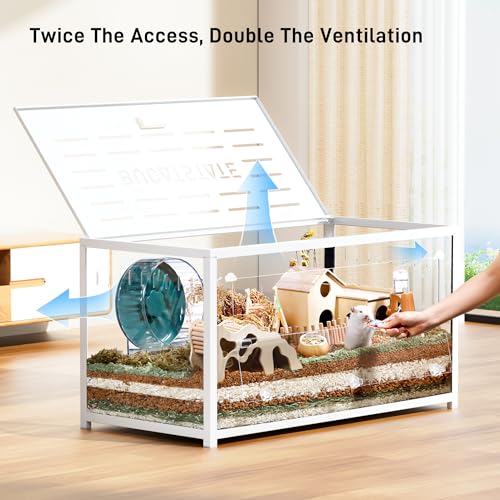 BUCATSTATE Hamster Cage 2.0, Large Hamster Enclosure (39in, White) | Stackable 5.4 ft² Large Habitats with Deep Beddiing Base, Sturdy Aluminum Frame, Front and Top Access, Easy Assemble - color: White, size: 39.3"L x 19.7"W x 20.6"H