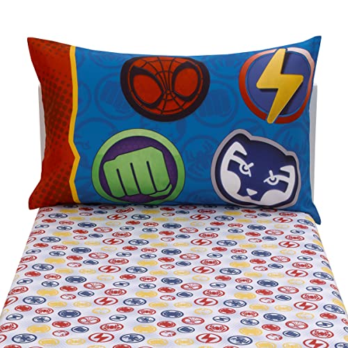 Marvel Spidey and His Amazing Friends Blue, Red, Yellow, and Green, Team Up 2 Piece Toddler Sheet Set - color: Spidey and His Amazing Friends