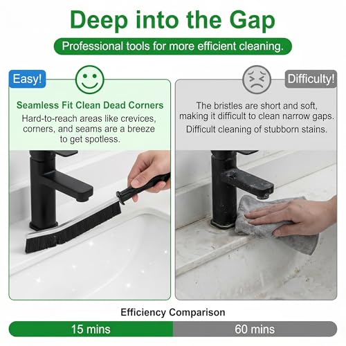 New Hard Bristle Crevice Cleaning Brushes Multifunctional Thin Gap Scrub Brush Small Deep Cleaning Tools Cleaner Supplies for Floors Bathroom Home Kitchen Windows Corner Sink Toilets Grout Tile 4 Pack