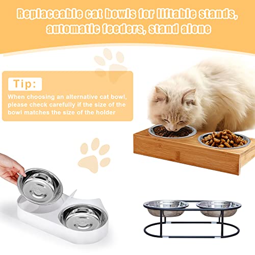 Stainless Steel Cat Bowl - Shallow Wide Flat Cats Food Bowls,Metal Kitten Dishes Whisker Friendly Fatigue Relief,Replacement Basic Kitty Plates for Elevated Stand,Dishwasher Safe（Set of 12）