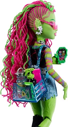 Monster High Venus McFlytrap Doll with Plant Monster Pet Cat Chewlian and Accessories Like Backpack, Notebook, Snacks and More - style: Venus Mcflytrap