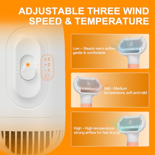 3-in-1 Pet Hair Dryer & Slicker Brush for Dogs & Cats – Portable, Professional, Adjustable Temp, Overheat Protection Dog Hair Dryer (pink) - color: pink