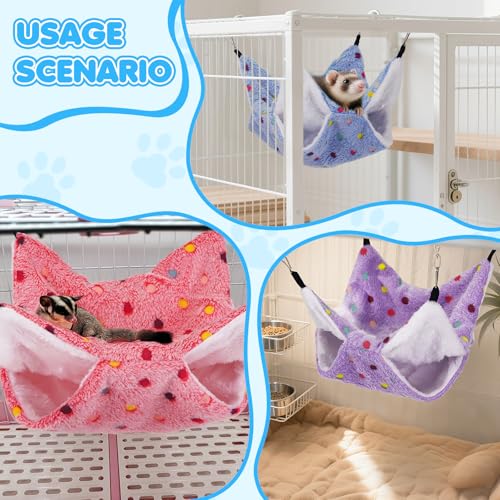 YedsIntu 3 Pcs Guinea Pig Hammock, Rat Ferret Hamster Hanging Hammock Guinea Pig Accessories for Small Animals Chinchilla Parrot Sugar Glider Ferret Squirrel (11"×11") - color: Purple, Blue, Red