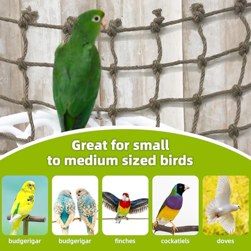 Parrot Climbing Net Jungle Fever Rope Small Animals Toys for Parakeets Lovebirds Finch Budgerigars Conure Cockatiel (M 16" x 16") - size: M 16" x 16"