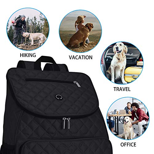 BAGLHER Dog Travel Bag, Airline Approved Pet Supplies Backpack, Dog Travel Backpack with 2 Silicone Collapsible Bowls and 2 Food Baskets, Black - color: Black-B