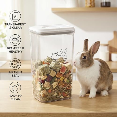 3.4QT Pet Food Containers for Small Animals, Airtight Dog Cat Treat Container with Lid, Ideal for Storage Hamster Rabbit Pellet Food and Bird Seed