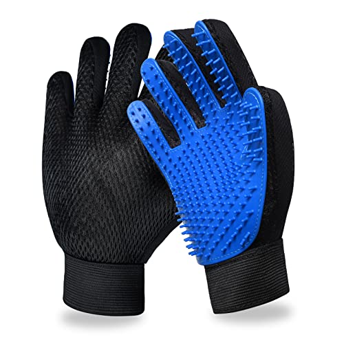 Cat Grooming Glove Brush, Pet Hair Remover Tool, 1 Pair Reusable Dog Hair Fur Remover for Carpet, Furniture, Couch, Clothes, Eco-Friendly and High efficiency (Blue) | Reusable Dog Hair Fur Remover for Carpet, Furniture, Couch, Clothes, Eco-Friendly and Hi