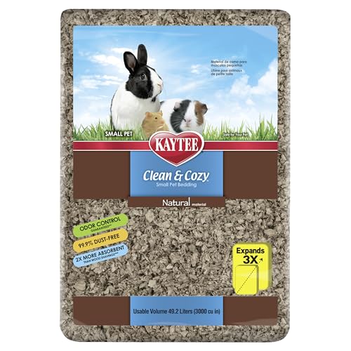 Kaytee Clean & Cozy Natural Paper Bedding, 49.2 Liters | Keeps habitats fresh. Small animal bedding for rabbits, guinea pigs, hamsters. Hamster bedding odor control, 99% dust-free - size: 49.2 Liters
