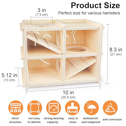 Hamster Toy Adventure Box,Multi Chamber Viewable Hamster House with Tunnel Meets The Nature of All Kinds and Sizes of Hamsters Rats Small pet Rodents(S)