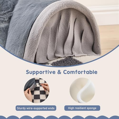 Avont Guinea Pig Tunnel, Small Animal Hideaway Tube Toy | Cozy Plush Tunnel for Guinea Pigs and Small Pets with Non-Slip Bottom and 2-In-1 Design in Large Size Gray - color: Grey, size: Large
