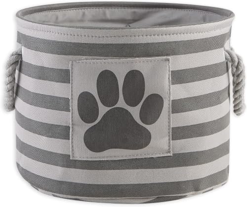 Bone Dry Pet Storage Collection Striped Paw Patch Bin, Small Round, Grayz, Medium Breeds (Pack of 12) - color: Gray, size: Small Round (Pack of 12)