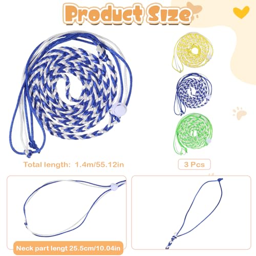 Hamster Leash, 3 Pcs Adjustable Leash Harness for Small Animals, Soft Lightweight Animal Leashes for Rabbits, Ferrets, Guinea Pigs, Chinchillas, Rats(Yellow, Blue, Green)