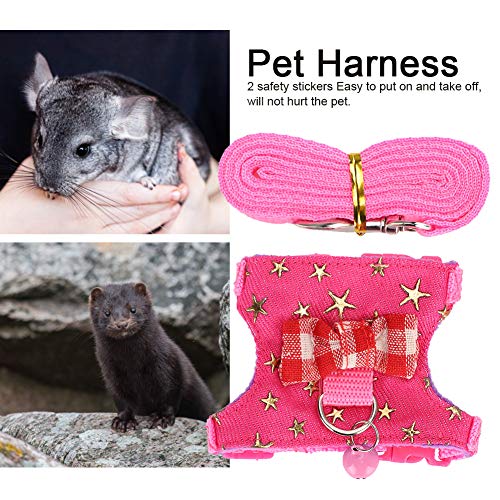 Hamster Harness, Adjustable Walking Vest Set Leash Walking Harness Vest Leash Set for Syrian Hamster Squirrels Gerbils Golden Bears Ferret(M) Leashes - size: M