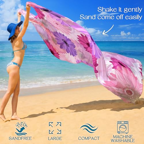 BYDOLL Beach Blanket Waterproof Sandproof,78''X81''/78''X110'' Large Sand Free Oversized Lightweight Sand Resistant Blanket, Picnic Mat for Beach Travel Camping Hiking Essentials - color: Daisy, size: 78''X81"