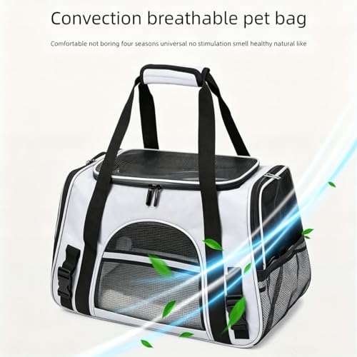 Cat Carrier Bag, Airline Approved Soft Carrier for Cats & Small Dogs | Airline approved pet carrier for pets under 15lb, breathable mesh with privacy cover, lightweight, foldable & washable - color: Black With Gray