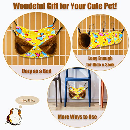 petonfun Ferret Rat Hammock Tunnel Set for Cage Accessories Toys Bed,Yellow | 2 Pack, Large Size, Cute Pattern, Double Sided, Hideout for Guinea Pig and Chinchilla to Hide, Suitable for Most Small Animal - color: Yellow