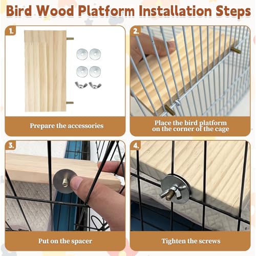 kathson Bird Wood Platform Parrot Perch Stand Parakeet Playground Cage Corner Shelf for Conures Budgies Parakeets Cockatiels Lovebirds 3Pcs - size: 6.3x2.5in,3PCS