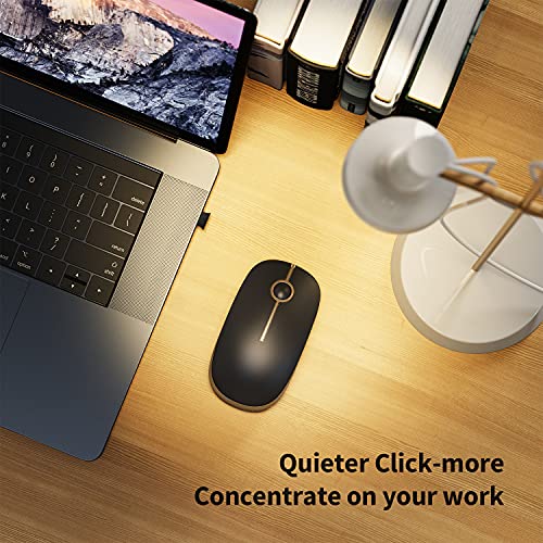 VssoPlor Wireless Mouse, 2.4G Slim Computer Laptop Mouse, Black and Gold | Portable Mouse, Plug & Play USB Nano Receiver, Quiet Silent Optical Mice for Notebook, PC, Laptop, Computer, Windows, Mac - color: Black and Gold