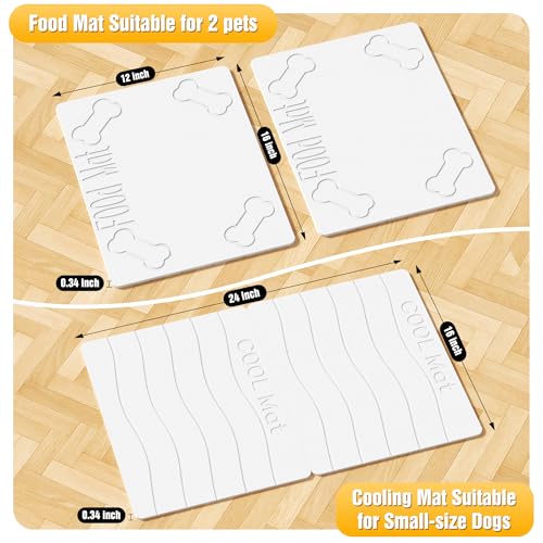 Double-Side 2 in 1 Stone Pet Food Mat & Cooling Mat (24"*16") | Instant dry water absorbing Diatomite Stone Dog Bowls Drying Mat & Heat dissipating Pet Cooling Mat. Bite-Proof & Non-slip. - color: WHITE, size: 24"*16"