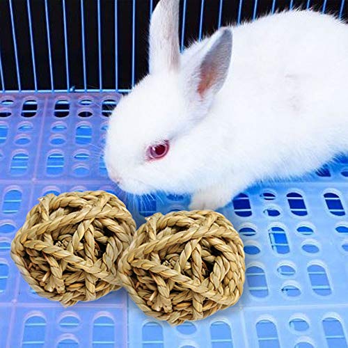 10PCS Bunny Chew Toys Grass Balls Rabbit Gnawing Treats for Guinea Pig | 2.8in large size Rolling Play Balls, Chinchilla Cage Enrichment Toy, Natural Teeth Grinding Treats, Boredom Relief Activity - size: 10PCS-Large