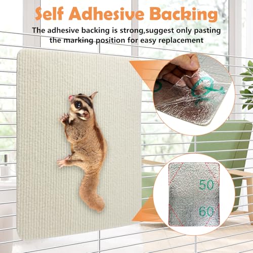 BNOSDM Sugar Glider Climbing Toys 2 Pack Nature Wood Rope Ladder Hanging Bridge Cage Accessories and 6 Piece Sugar Glider Toys Climbing Mats Cage Accessories Scratching Claws Sharpening Pads