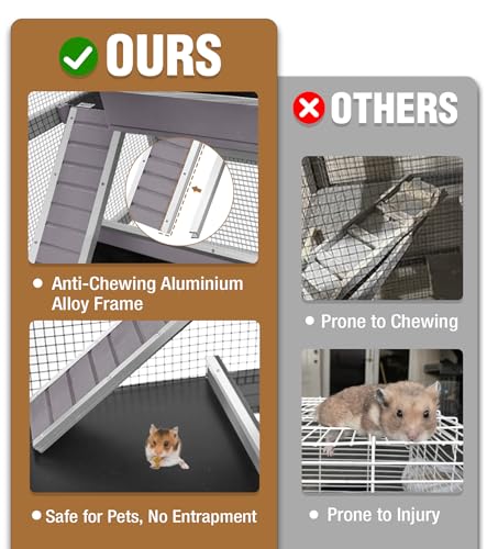 Ferret Cage Large, 5-Level Chinchilla Cage with Anti-Chewing Aluminum Frame, 55.2” Rat Hutch with Easy-Clean Deep Tray, Lockable Wheels, for Indoor & Outdoor - size: 27.6” x 20“ x 55.2“
