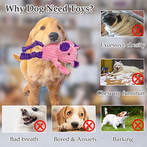 LECHONG 5 Pack Tough Dog Toys Stuffed Squeaky Dog Toys Assortment Plush Animal Dog Toy Value Bundle Puppy Pet Dog Toys for Small Medium Large Dogs - size: 5 Pack