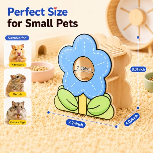 Hamster Hideout with Climbing Platform, Wooden Tunnel House | Hidden tunnel and elevated viewing deck encourage climbing and exploring. Suitable for hamsters, gerbils and mice