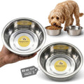 2 Pack Shallow Stainless Steel Cat & Dog Bowls, 4 Cup (32oz) Each, Heavy Duty Small Pet Only Puppy Kitten & Birds Feeder Replacement Bowl, Rust Resistant Metal Cat Dishes for Food & Water - size: 4 Cup (32oz)