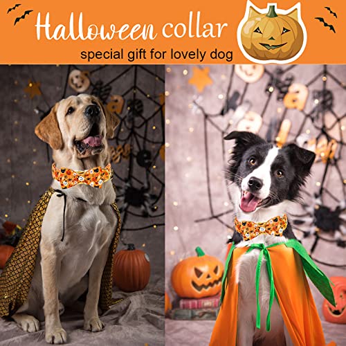 ARING PET Dog Collar with Bow-Halloween Dog Collar Bowtie, Adorable Boy and Girl Ghost Pumpkin Dogs Bowtie Collar Gifts with Metal Buckle - color: Halloween Orange, size: X-Small (Pack of 1)