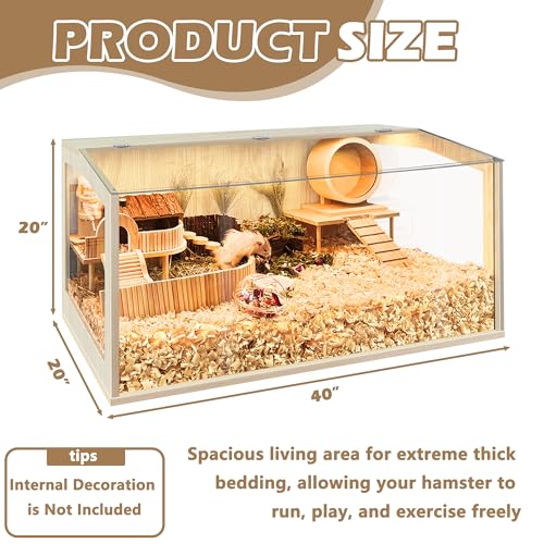 Hamster Cage Chewproof, Large Hamster Cages and Habitats, Openable Top with Acrylic Sheets, Solid Built - size: 40.0"L x 20.0"W x 20.0"H