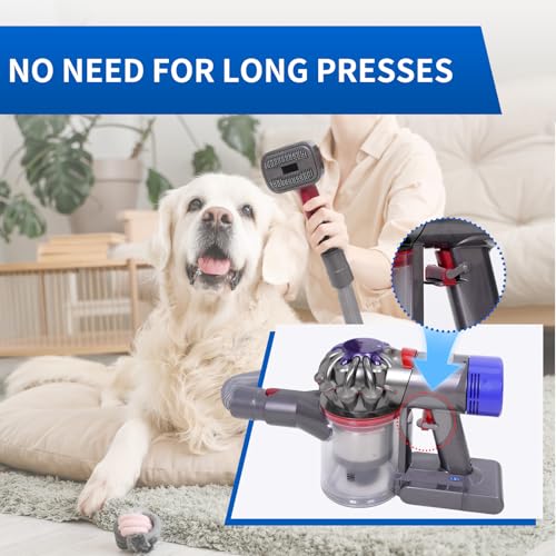 2-in-1 Pet Grooming Kit Compatible with Dyson V7 V8 V10 V11 V15 Cleaner | Dog Hair Vacuum Attachment Removes Loose Hair Dander Undercoat Tangles Self-Cleaning with Extended Vacuum Hose Trigger Lock - color: Pet Grooming Kit Suitable for Large Breed Dog or
