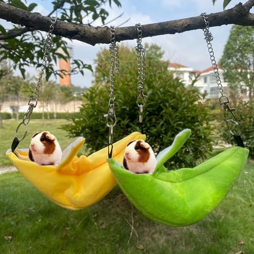 1 Pack Hamster Hanging House Hammock Banana Design Small Animals Cotton Cage Sleeping Nest Suitable for Small Pet Bed Small Hamster Toys Cage Swing (Color : Green)