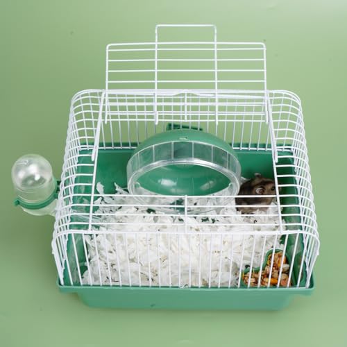 9.1×6.7×6.3 inch Small Portable Hamster Cages, Hamster Carrier, Pet Travel Carrier, Small Animal Pet Cages, with Water Bottle, Food Bowl, Wheel, Blue