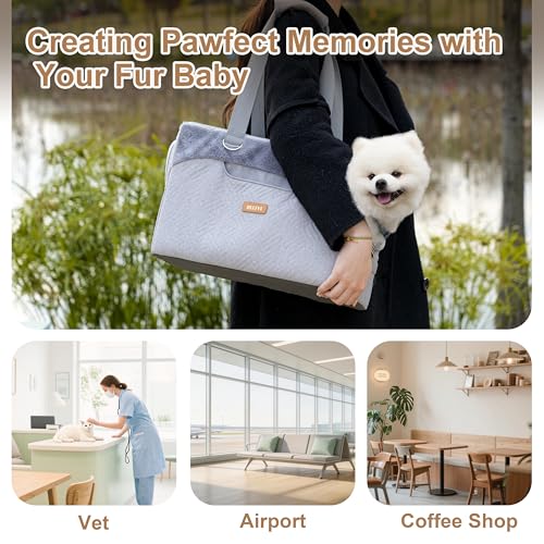 Dog Purse Carrier for Small Dogs Cats Rabbits Up to 12lbs, Lightweight Pet Sling Carriers with Large Pockets, Portable Puppy Soft Sided Tote Bag Carrier for Vet,Hiking,Travel - color: Grey-Furry