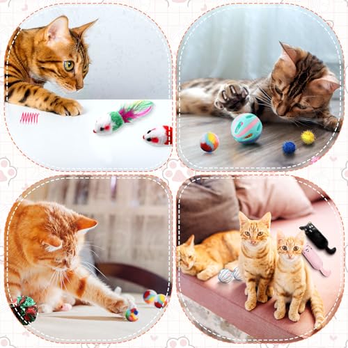 Shappy 150 Pcs Cat Toys for Indoor Cats Bulk, Kitten Toys Pack, Variety Interactive Gift Including Mice Rainbow Balls Spring Crinkle Balls Gift for Kitty Kitten Cat(Funny) - style: Funny