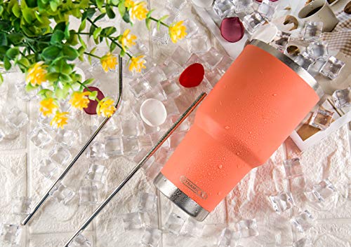 D·S 30oz Orange Tumbler Double Wall Vacuum Insulated Travel Coffee Mug | Double Wall Vacuum Suit Cold and Hot Drink Fits in standard car cup holders With Splash-Proof Lid - color: Orange