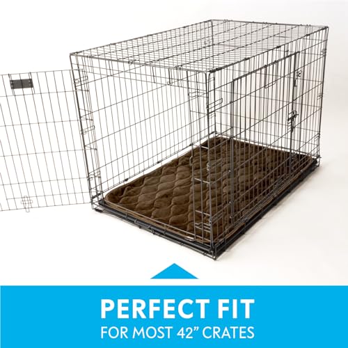 Paw Inspired Washable Padded Crate Mats for Dogs, Dark Brown, 41x28 Inch | Fits 42-inch Kennels, Leakproof, Waterproof Bottom, Plush Dog Pad, Pet Bed - color: Dark Brown, size: 42 Inch