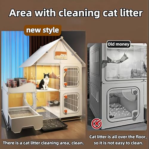 Indoor Cat Cage with Litter Box,Complimentary Cat Bed, Bowl,Teaser Wand，Cat House Large cat Villa Playpen Outdoor, Large Cat Enclosure, Small Animal Dog Kennel (41.8" Lx18.1 Wx41.8 H) - size: 41.8"L x 18.1"W x 41.8"H