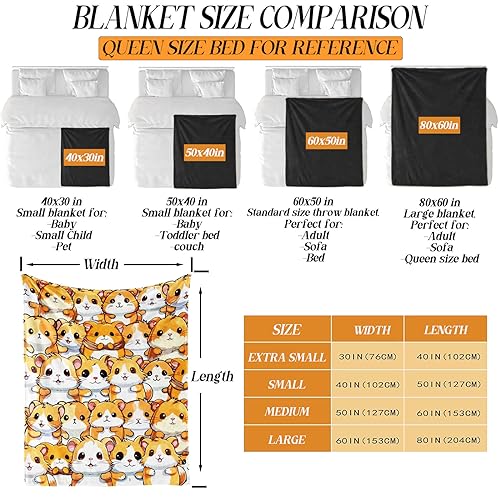 Hamster Throw Blanket for Kids Pets Gifts, 40” x 30” | Soft Flannel, Lightweight but warm, Machine washable, HD print, Wrinkle & shrink resistant, Anti-pilling, Suitable all ages - color: Hamster Blanket 1, size: XS(30"X40")