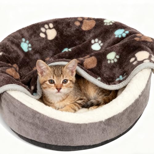 12 Pcs Small Dog Blanket Fleece Puppy Blankets Washable Pet Blankets for Cats Soft Flannel Paw Printed Throw for Guinea Pig Indoor Kittens Doggie (23 X 16 Inch,Dark Gray) - color: Dark Gray