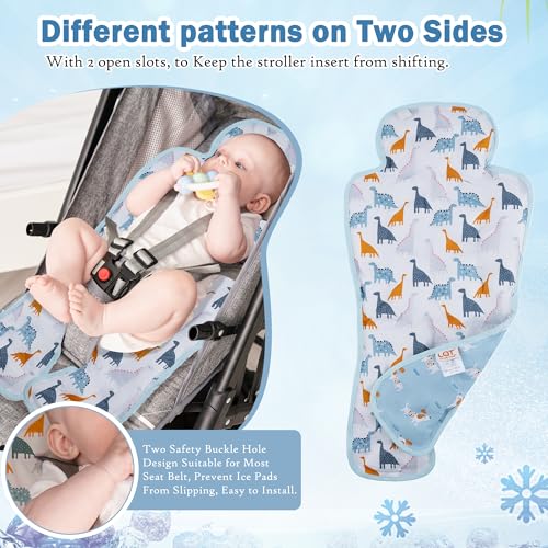 Gel Car Seat Cooler Pad,1 Pack Double Sides-Universal Baby Stroller Ice Cushion Cooler Mat,Summer Cooling Seat Liner,Multifunctional Suitable for Baby Dining Chair,Child Safety Seat (Dinosaur+Dog) - color: Dinosaur+Dog
