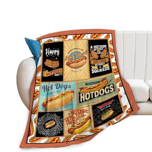 Funny Hotdog Blanket Super Soft Cozy Fleece Food Throw Blanket Plush Bedding Hot Dog Stuffed Blanket Gifts for Boys Girls Kids Women 40''X50'' - color: Hotdog, size: 40"x50"