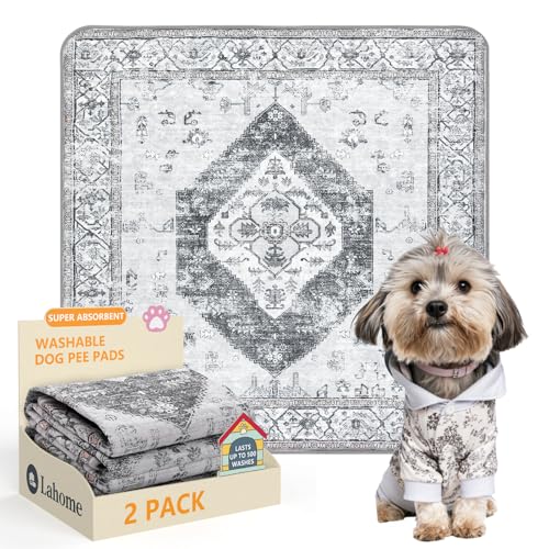 Lahome Super Absorbent Washable Pee Pads for Dogs - Secure Floor Protection - Non-Slip, Leakproof Reusable Pads for Training, Crates & Playpens (2 Pack, 36"x36", Gray) - color: Gray, size: 3FT x 3FT (Pack of 2)