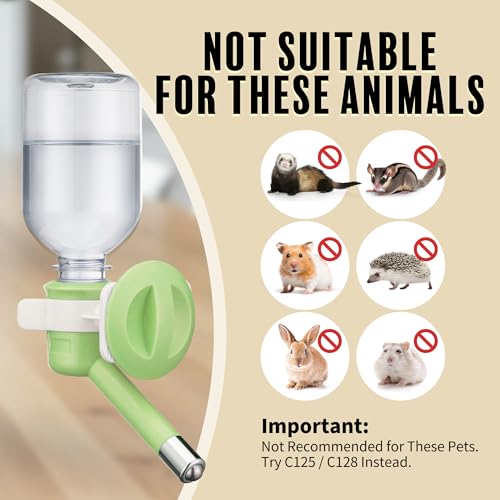 Choco Nose No-Drip Water Bottle for Small Dogs & Cats (10–25 lb) - Leak-Proof Patented 16mm Nozzle Helps Prevent Mess & Spills, BPA Free, Easy to Install Cage & Crate Mount Feeder, 10.2 fl oz (C590) - color: C590 Apple Green