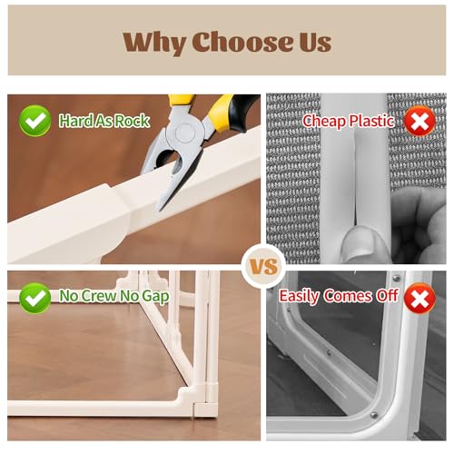 Dog Playpen, Expandable & Stackable Acrylic Dog Play Pen (White, 10", 8 Panels) - color: White, size: 10"