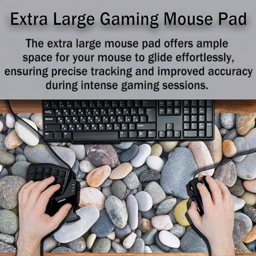 Computer Desk Pads Cobblestone Gaming Mouse Mat, Desk Mouse Pad XXL Mouse Pads, Desktop Computer Mat Non-Slip Rubber Base Waterproof with Stitched Edges, 35.4" X 15.7" Work/Game/Office/Home - color: Cobblestone
