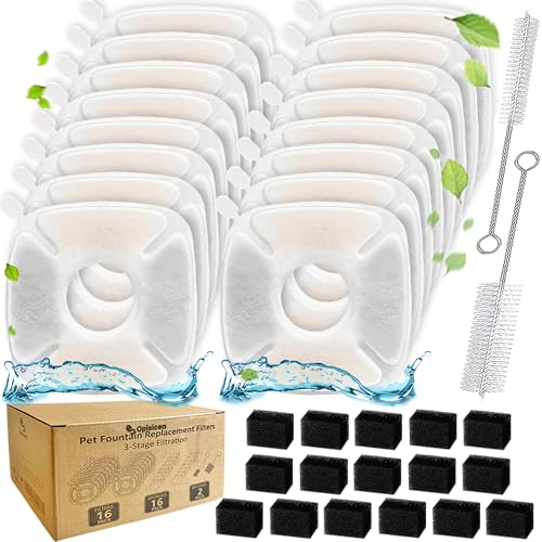 34 Pcs Cat Fountain Filters Replacement Compatible with VEKEN 95oz/2.8L Cat Water Fountain Filters Automatic Dog Water Fountain Filters Pet Fountain
