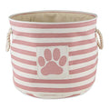 Bone Dry Pet Storage Collection Striped Paw Patch Bin, Rose, Small Round - color: Rose, size: Small Round